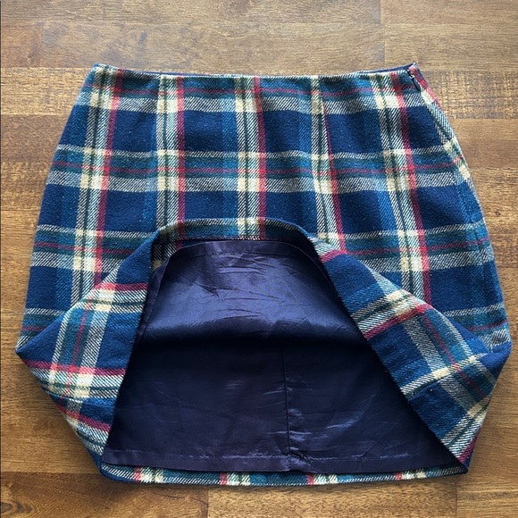 Maurice‘s preppy 90s navy blue plaid USA made mini wool blend skirt size 6 - Picture 7 of 8